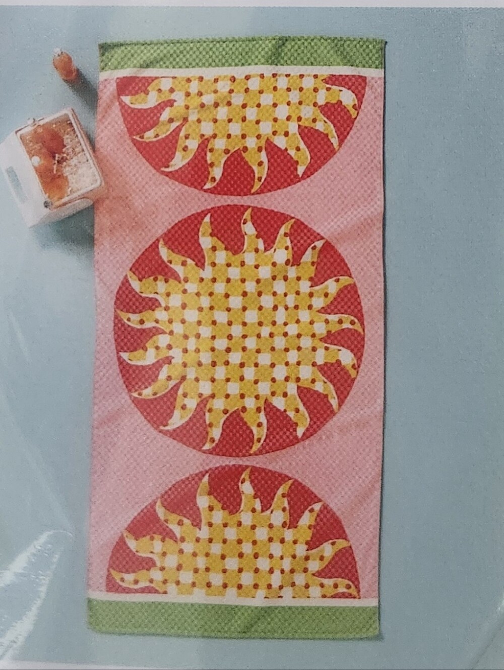 Extra Long Sun Burst Beach Towel - Yellow & Coral Nwt